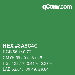 Color code: HEX #3A8C4C | qconv.com