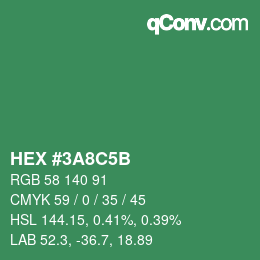 Farbcode: HEX #3A8C5B | qconv.com