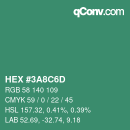 Farbcode: HEX #3A8C6D | qconv.com
