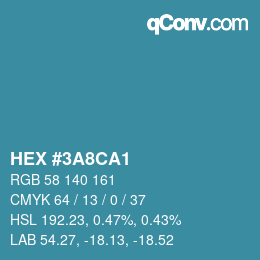 Color code: HEX #3A8CA1 | qconv.com