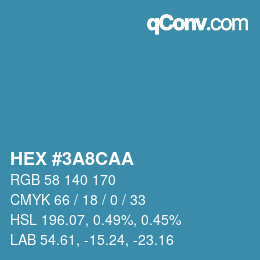 Farbcode: HEX #3A8CAA | qconv.com