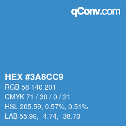 カラーコード: HEX #3A8CC9 | qconv.com
