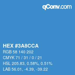 Color code: HEX #3A8CCA | qconv.com