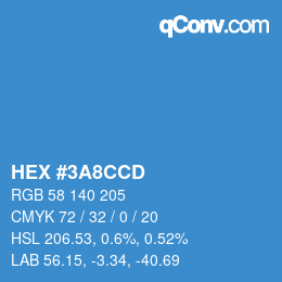 Color code: HEX #3A8CCD | qconv.com