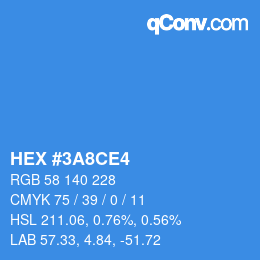 颜色代码: HEX #3A8CE4 | qconv.com