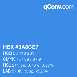 Color code: HEX #3A8CE7 | qconv.com