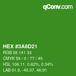 Color code: HEX #3A8D21 | qconv.com