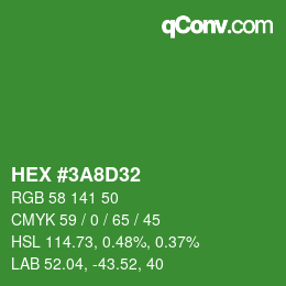 Color code: HEX #3A8D32 | qconv.com