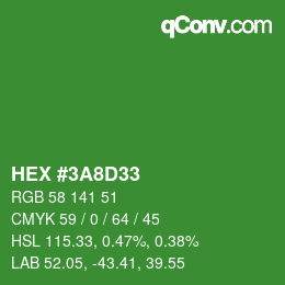 カラーコード: HEX #3A8D33 | qconv.com