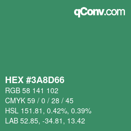 颜色代码: HEX #3A8D66 | qconv.com
