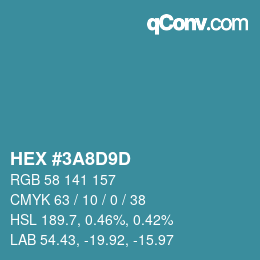 Color code: HEX #3A8D9D | qconv.com