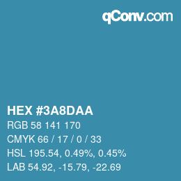 Color code: HEX #3A8DAA | qconv.com