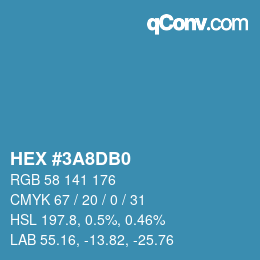 Farbcode: HEX #3A8DB0 | qconv.com