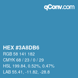 Color code: HEX #3A8DB6 | qconv.com