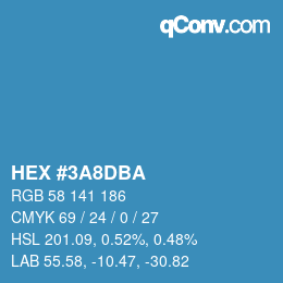 カラーコード: HEX #3A8DBA | qconv.com