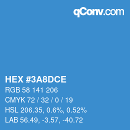 カラーコード: HEX #3A8DCE | qconv.com