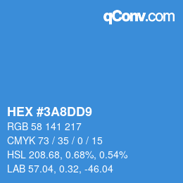Color code: HEX #3A8DD9 | qconv.com