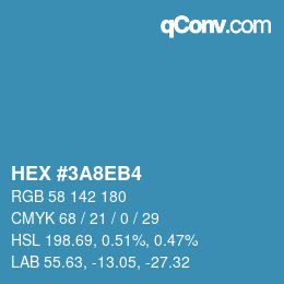 Color code: HEX #3A8EB4 | qconv.com