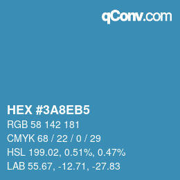 Color code: HEX #3A8EB5 | qconv.com