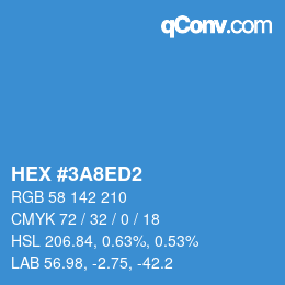 カラーコード: HEX #3A8ED2 | qconv.com