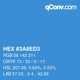 Color code: HEX #3A8ED3 | qconv.com