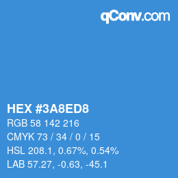カラーコード: HEX #3A8ED8 | qconv.com