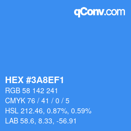 カラーコード: HEX #3A8EF1 | qconv.com