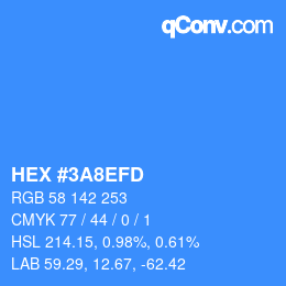 カラーコード: HEX #3A8EFD | qconv.com