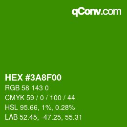 カラーコード: HEX #3A8F00 | qconv.com