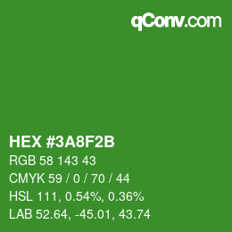 Color code: HEX #3A8F2B | qconv.com