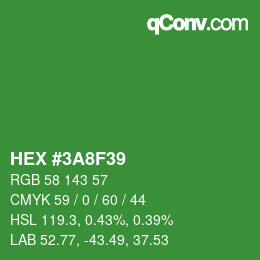 Color code: HEX #3A8F39 | qconv.com