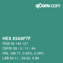 Color code: HEX #3A8F7F | qconv.com