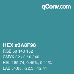 Color code: HEX #3A8F98 | qconv.com