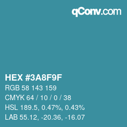 Color code: HEX #3A8F9F | qconv.com