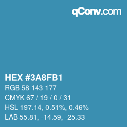 颜色代码: HEX #3A8FB1 | qconv.com
