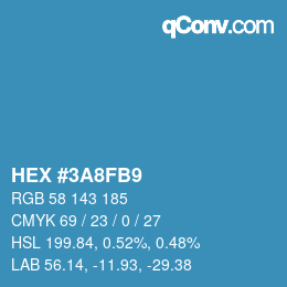 カラーコード: HEX #3A8FB9 | qconv.com