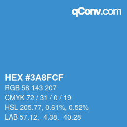 Color code: HEX #3A8FCF | qconv.com