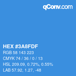 颜色代码: HEX #3A8FDF | qconv.com