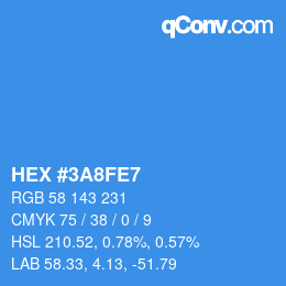 Color code: HEX #3A8FE7 | qconv.com