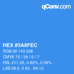 Color code: HEX #3A8FEC | qconv.com