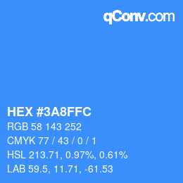 Color code: HEX #3A8FFC | qconv.com