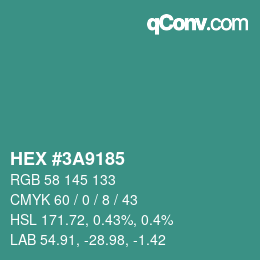 Color code: HEX #3A9185 | qconv.com