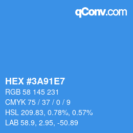 カラーコード: HEX #3A91E7 | qconv.com
