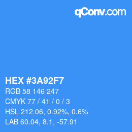 Color code: HEX #3A92F7 | qconv.com
