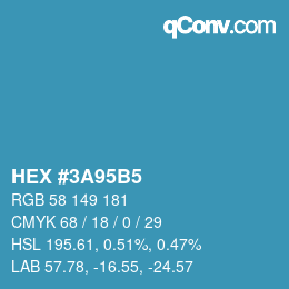 颜色代码: HEX #3A95B5 | qconv.com