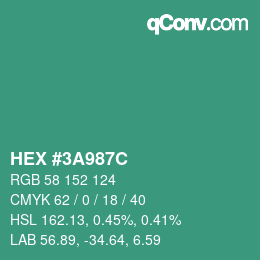 Color code: HEX #3A987C | qconv.com
