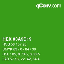 カラーコード: HEX #3A9D19 | qconv.com
