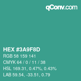 Color code: HEX #3A9F8D | qconv.com