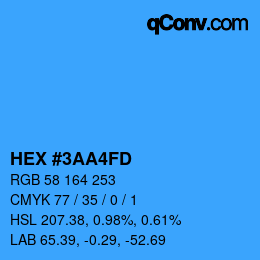 颜色代码: HEX #3AA4FD | qconv.com