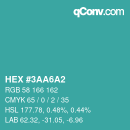 Color code: HEX #3AA6A2 | qconv.com